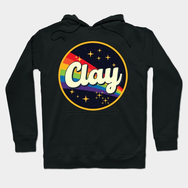 Clay // Rainbow In Space Vintage Style Hoodie by LMW Art